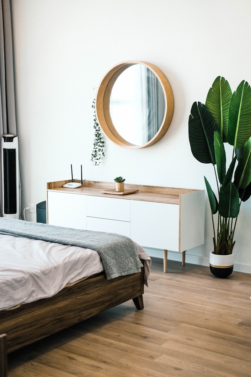 white wooden dresser with mirror Furniture and Fabrics